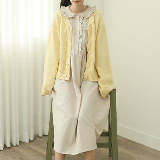 Frilled Long Shirtwaist Dress
