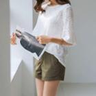 Round-neck Bell-sleeve Lace Top