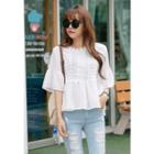 Laced Front Ruffle Blouse