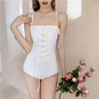 Set: Spaghetti Strap Ruffle Swimsuit + Swim Skirt