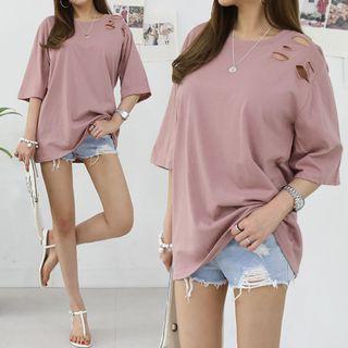 Cutout-detail Boxy-fit T-shirt