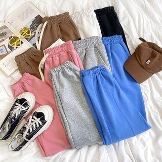 High Waist Plain Crop Sweatpants