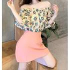 Puff-sleeve Floral Blouse / Mini Skirt