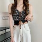 Patterned Lace Up Cropped Camisole Top