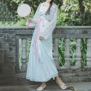 Chinese Style Light Jacket / Spaghetti Strap Top / Maxi Skirt / Set
