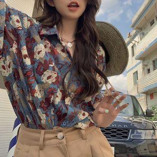 Short-sleeve Floral Shirt Floral - Blue - One Size