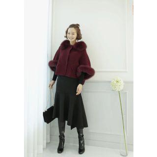 Faux-suede Asymmetric-hem Skirt
