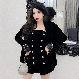Set: Blazer + Buttoned Strapless Playsuit