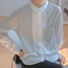 Striped Mandarin Collar Shirt