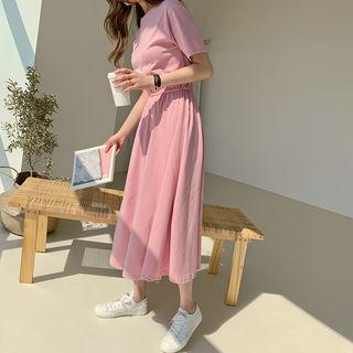 Band-waist Maxi T-shirt Dress