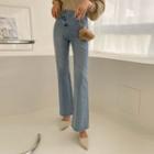 Asymmetric-waist Bootcut Jeans