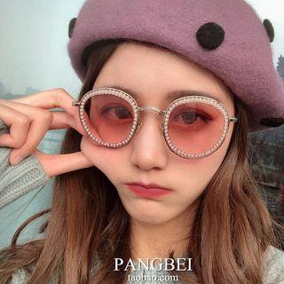 Retro Faux Pearl Round Sunglasses