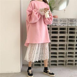 Lace Inner Dress / Plain Loose-fit Pullover