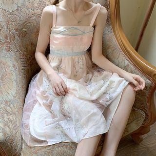 Patch Embroidered Tank Dress / Cardigan
