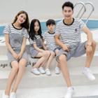 Family Matching Short-sleeve Striped T-shirt / Striped Shorts / Striped Jumper Dress / Set