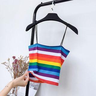 Rainbow Striped Slim-fit Strap Top As Shown In Figure - One Size