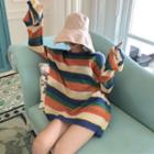 Loose-fit Rainbow-stripe Knit Top Stripe - One Size