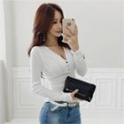 V-neck Button-accent Top