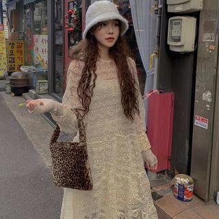 Long-sleeve Lace Dress As Shown In Figure - One Size