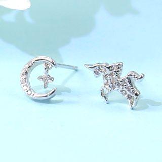 Asymmetric Rhinestone Earring 1 Pair - Unicorn - One Size