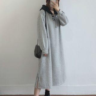 Two-tone Midi Hoodie Dress
