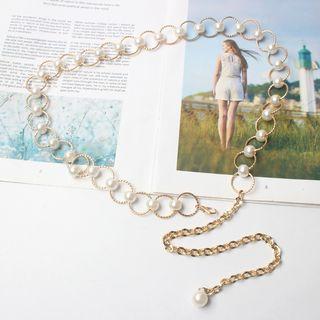 Faux-pearl Waist Belt