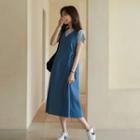 Tie-side Midi Denim Overall Dress