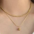 Bead Necklace 1pc - Gold - One Size
