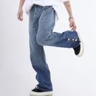 Gradient Buttoned Hem Loose Fit Jeans
