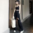 Cropped Camisole / Distressed Wide-leg Pants