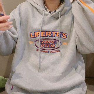 Lettering Printed Hoodie Gray - One Size