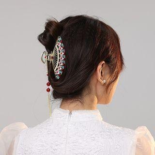 Flower Tassel Alloy Hair Clamp Green & Silver - One Size