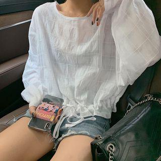 Long-sleeve Plaid Light Top