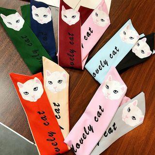 Satin Cat Print Wired Headband