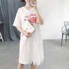 Lace Hem Printed T-shirt Dress