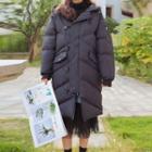 Hooded Plain Loose-fit Padded Coat As Shown In Figure - One Size