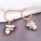 Faux Pearl & Shell Drop Earring A333 - 1 Pair - Gold & White - One Size