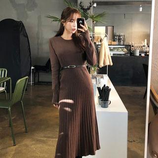 A-line Knit Dress With Belt
