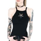 Star Cutout Embroidered Halter Top
