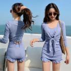 Set: Dotted Swim Dress + Cover-up Jacket