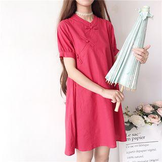 Medium Long Wide Short-sleeve Dress A-line