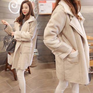 Faux Shearling Biker Coat