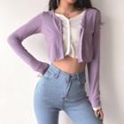 Mock Two-piece Button-down Crop Top