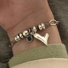 Heart Alloy Bracelet 1 Piece - Bracelet - Love Heart - Silver - One Size