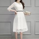3/4 Sleeve Lace Midi A-line Dress