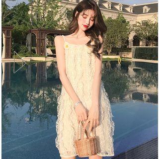 Spaghetti Strap Lace Mini Dress As Shown In Figure - One Size