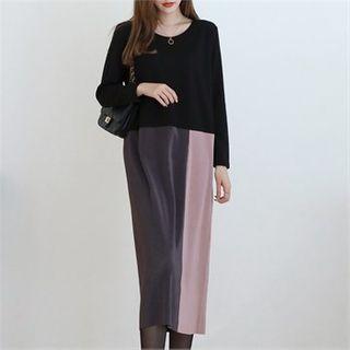 Color-block Midi Shift Dress