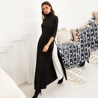 Turtleneck High Split Maxi Dress