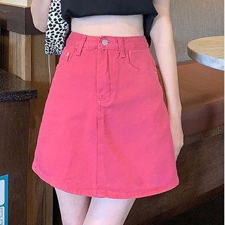 High-waist Plain Loose Fit A-line Skirt
