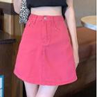 High-waist Plain Loose Fit A-line Skirt